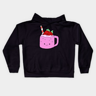 Strawberry Milkshake Kawaii Design Kids Hoodie